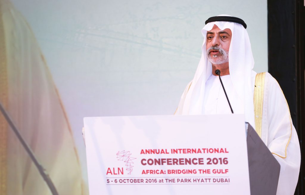 His Excellency Sheikh Nahyan bin Mubarak Al Nahyan delivering his keynote address at ALN